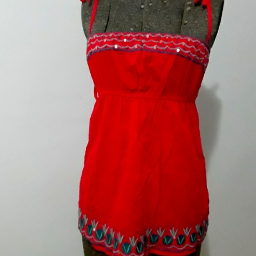 Beaded light cotton top -Size M